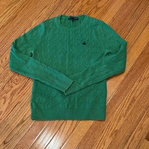 Brooks Brothers Green Cable Knit Crewneck Sweater